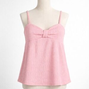 Coquette Bow Front Babydoll Cami Tank Size XS Pink Smocked Fairycore Soft Girl